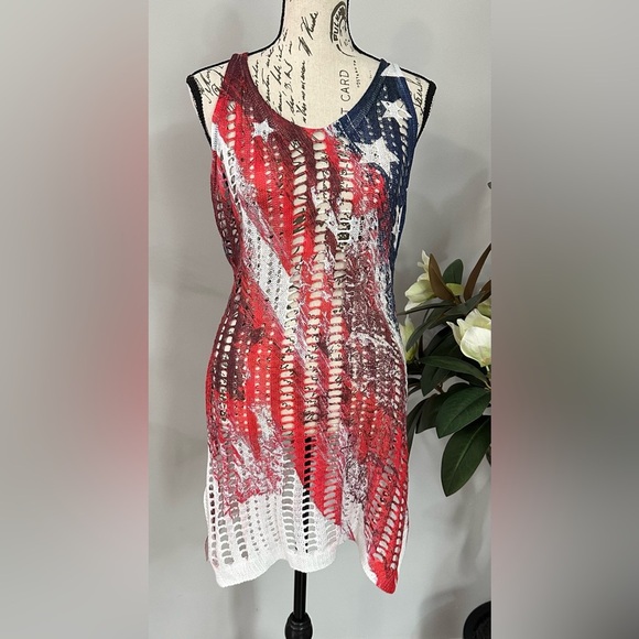 ❤️🤍💙 Patriotic Knit Tank Top Cover-Up❤️🤍💙 - Picture 9 of 12